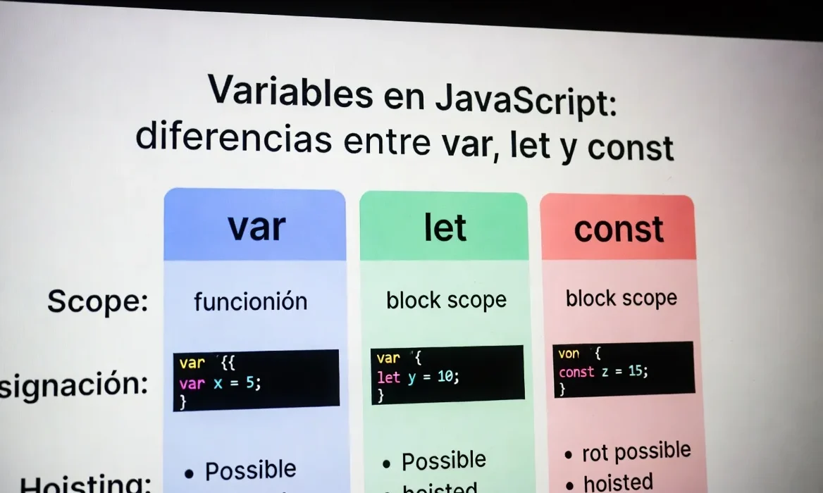 Variables en JavaScript: diferencias entre var, let y const